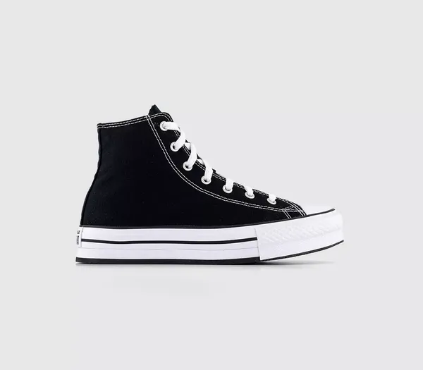 Image of Converse Kids All Star Eva Lift Hi Jnr Platform Trainers Black White, 5.5
