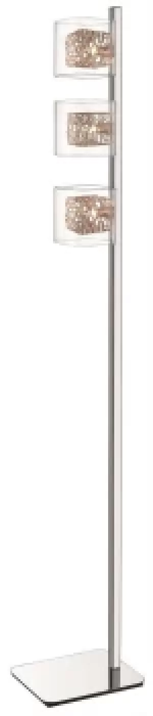 Image of Spring 3 Light Floor Lamp Mesh Chrome, Copper and Glass, G9