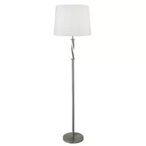 Image of Searchlight Vegas - LED 1 Light Floor Lamp Satin Silver, White, Grey