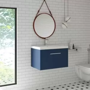 Image of Hudson Reed Juno Wall Hung 1-Drawer Vanity Unit with Basin 2 600mm Wide - Electric Blue