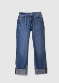 Image of Dl1961 Womens Patti Straight High Rise Vintage Ankle Jeans In Oasis Cuffed