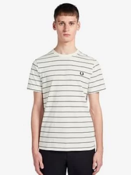 Image of Fred Perry Fine Stripe T-Shirt - White, Size S, Men
