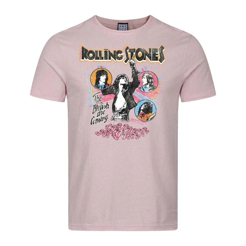 Image of Amplified Mens British Are Coming The Rolling Stones T-Shirt in Pink Size: XS Pink Male XS