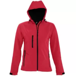 Image of SOLS Womens/Ladies Replay Hooded Soft Shell Jacket (Breathable, Windproof And Water Resistant) (M) (Pepper Red)
