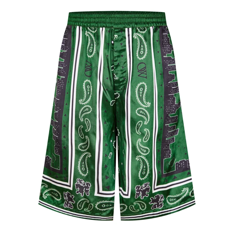 Image of Off White Mens Bandana Relaxed Fit Chino Shorts Willow Bough male XS