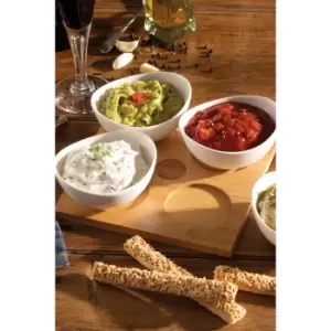 Image of Hairy Bikers Bamboo Serving Board with 4 Dip Bowls