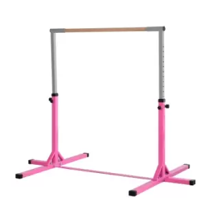 Image of HOMCOM Steel Frame Adjustable Horizonal Gymnastics Bar for Kids Pink