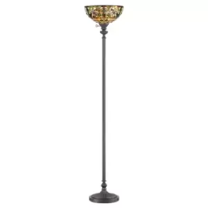Image of Floor Lamp Tiffany Style Uplighter Tall Base Vintage Bronze LED E27 100W