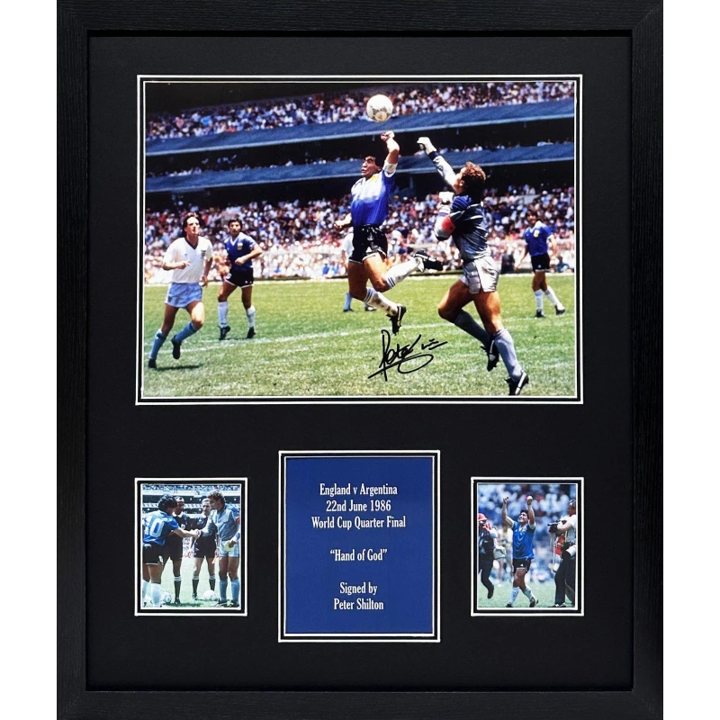 Image of AllStarSignings Ltd Peter Shilton signed Maradona Hand of God photo White unisex One Size