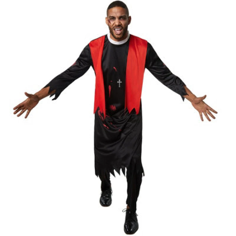 Image of Tectake Scary Priest - Halloween Fancy Dress Costume For Men 302277 - Black/white L