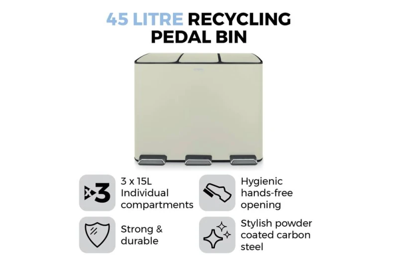 Image of Tower 45L Recycling Pedal Bin Bins Medium Cream 71270569390