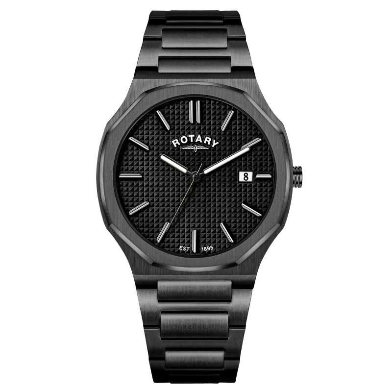 Image of Rotary Mens Heritage Octagonal SS Bracelet Watch Black male One Size