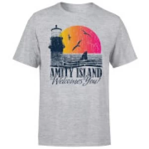 Image of Jaws Welcome To Amity Island T-Shirt - Grey - M