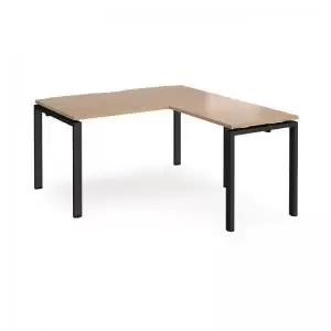 Image of Adapt desk 1400mm x 800mm with 800mm return desk - Black frame and