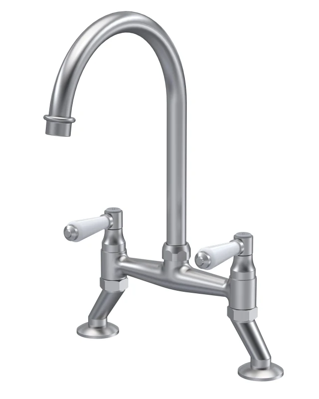 Image of Balterley Traditional Bridge Mixer Kitchen Tap Lever Handles Brushed Nickel Metallics