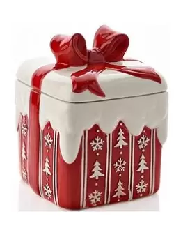 Image of Very Home Christmas Gift Shaped Cookie Jar