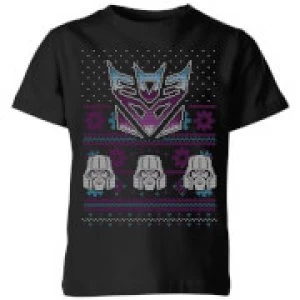 Image of Decepticons Classic Ugly Knit Kids Christmas T-Shirt - Black - 5-6 Years