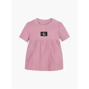 Image of Calvin Klein Jeans Monogram Ss Rib Dress - Purple