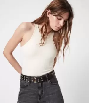 Image of AllSaints Womens Abigail Leather Belt, Black, Size: S/M