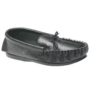 Image of Mokkers Mens Gordon Softie Leather Moccasin Slippers (12 UK) (Black)
