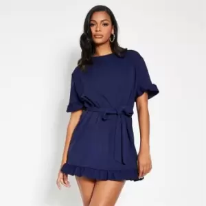 Image of I Saw It First Frill Tie Waist Mini Dress - Blue