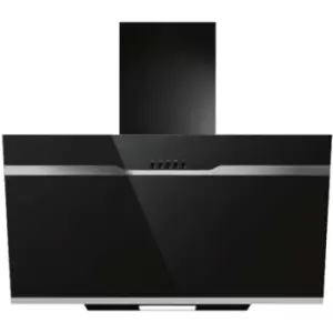Image of Montpellier MHD650BK 60cm Black Angled Glass Cooker Hood Kitchen Extractor Fan