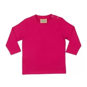 Image of Larkwood Baby Unisex Plain Long Sleeve T-Shirt (3-4) (Fuchsia)