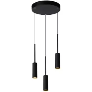 Image of Lucide TUBULE - Cluster Pendant Light - Ø26cm - LED - 3x7W 2700K - Black