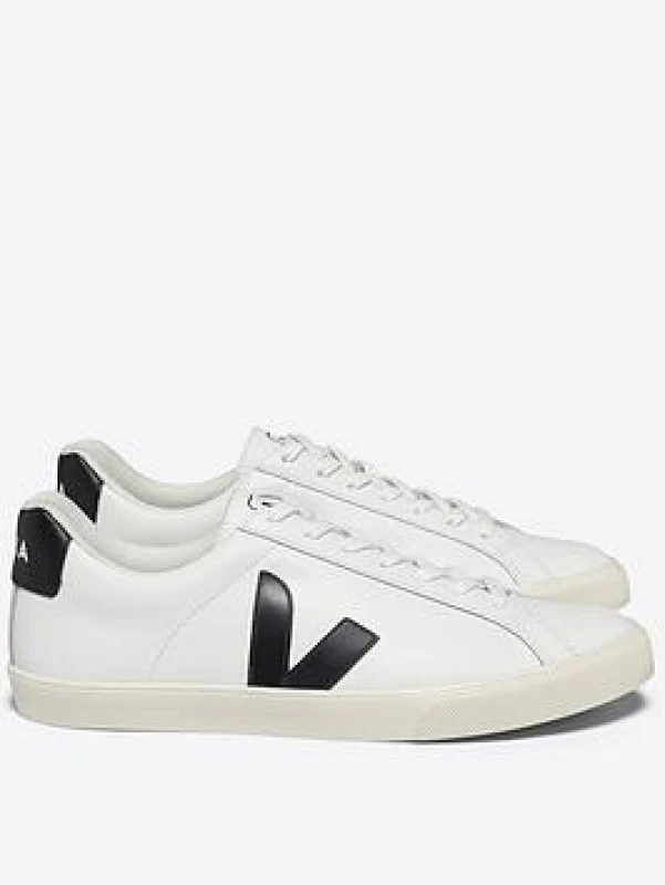 Image of Veja Esplar Leather Womens Fashion Trainers - White Black - Size:UK 8