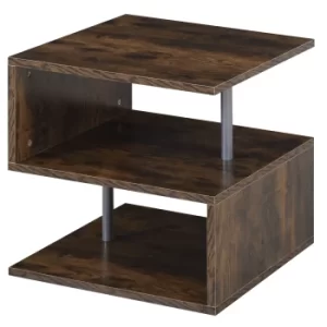 Image of HOMCOM Coffee End Table S shape 2 Tier Storage Shelves Organizer Versatile Home office furniture (Natural)