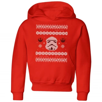 Image of Star Wars Stormtrooper Knit Kids Christmas Hoodie - Red - 5-6 Years