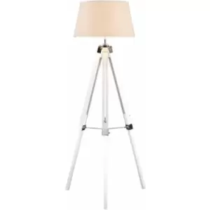 Image of Premier Housewares Floor Lamp Contemporary Floor Lamps For Living Room Reading Light With Tripod Base White Metal Standing Lamp 48 x 48 x 144