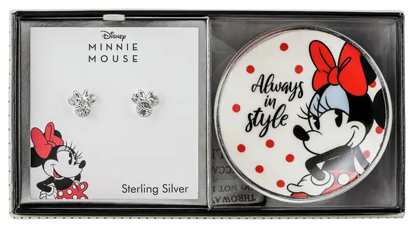 Image of Disney Minnie Stud Earrings and Trinket Tray Set