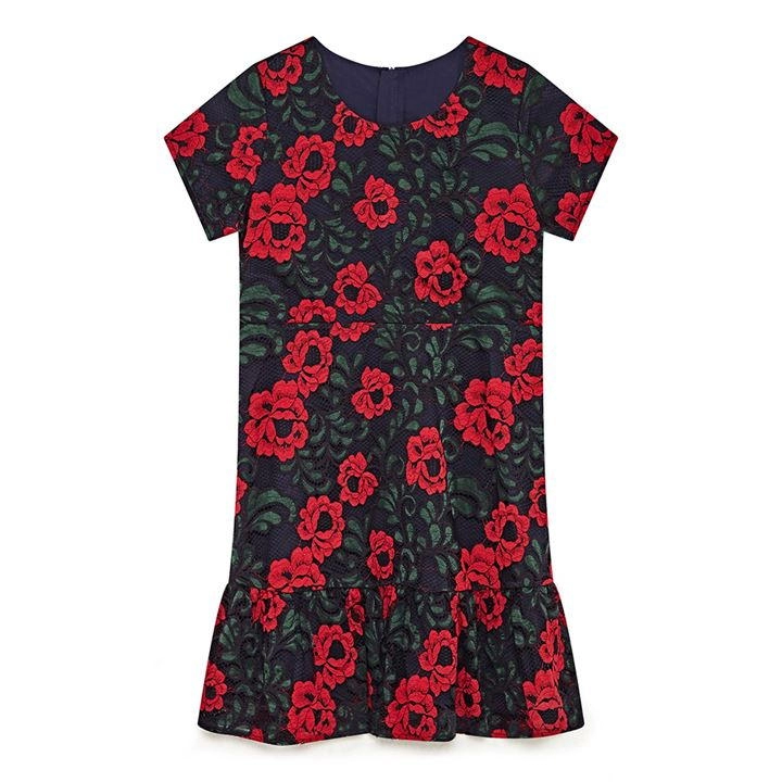 Image of Yumi Girl Navy Floral 'Tyla' Lace Dress - age 3-4