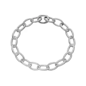 Image of JG Signature Silver Textured Link Charm Carrier Bracelet