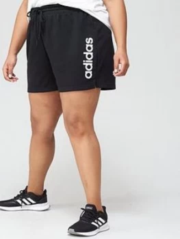Image of adidas Plus Linear Shorts - Black/White, Size 2X, Women