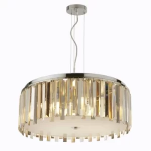 Image of Clarissa 5 Light Ceiling Pendant Chrome, Crystal Prism Drops, E14