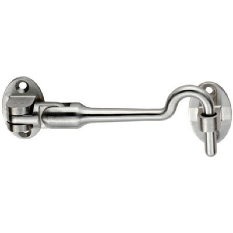 Image of Loops Silent Pattern Cabin Hook & Eye Satin Stainless Steel 100mm Arm Cabinet Hatch Metallics