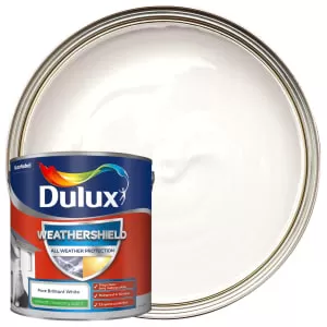 Image of Dulux Weathershield All Weather Protection Pure Brilliant White Smooth Masonry Paint 2.5L