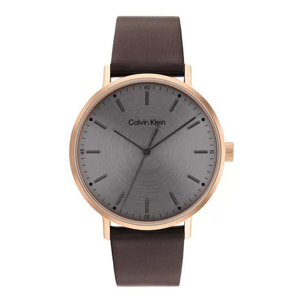 Image of Calvin Klein 25200051 Brown Leather Strap Watch - W4696