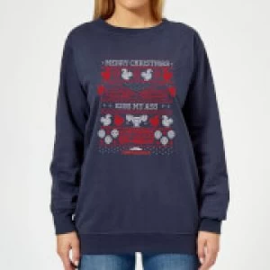 Image of National Lampoon Merry Christmas Knit Womens Christmas Sweatshirt - Navy - XS - Navy