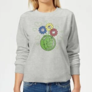 Image of Marvel Avengers Hulk Flower Womens Sweatshirt - Grey - S