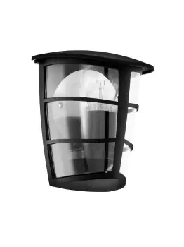 Image of IP44 Outdoor Wall Light Black Modern Lantern 1x 60W E27 Bulb Porch Lamp