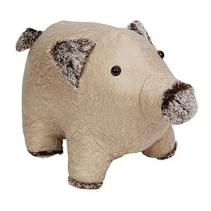 Image of HESTIA? Faux Leather Door Stop - Beige Pig