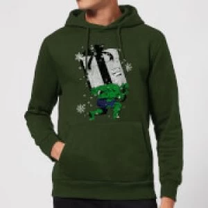 Image of Marvel The Incredible Hulk Christmas Present Christmas Hoodie - Forest Green - M