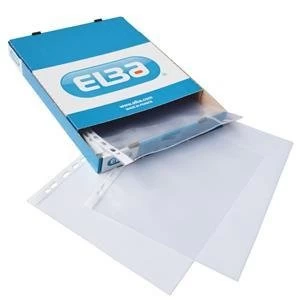 Image of Elba A4 Pocket Multipunched Polypropylene with Clear Strip Clear 1 x Pack of 100