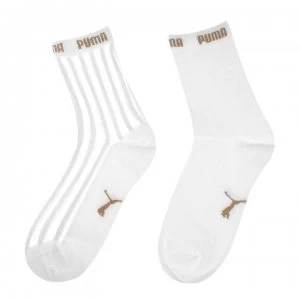 Image of Puma 2 Pairs Sheer Striped Ankle Socks - White