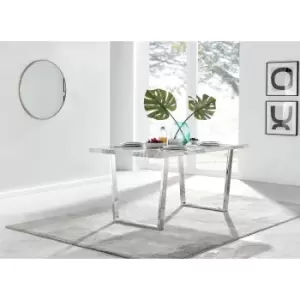Image of Furniturebox Kylo 160cm Large White Marble Effect Rectangular Dining Table