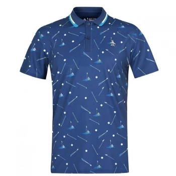 Image of Original Penguin Sleeve Pete Graphic Polo Shirt - Black Iris