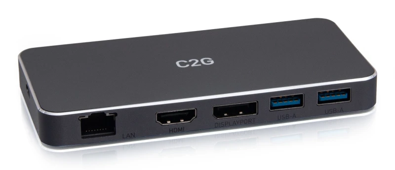 Image of C2G USB-C 7-in-1 Dual Display MST Docking Station with HDMI. DisplayPo